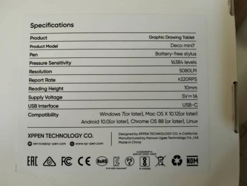 Tablette Graphic XP Pen XP Pen Deco mini7 V2