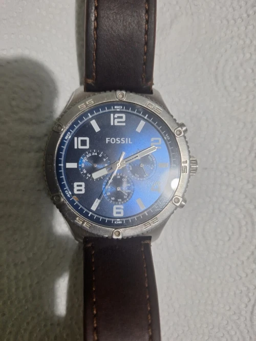 Montre Fossil Chronographe Homme  Cuir Marron / Cadran Bleu