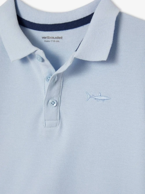 Vertbaudet Polo Manches Courtes Garçon, Broderie Poitrine, Bleu, Produit Original