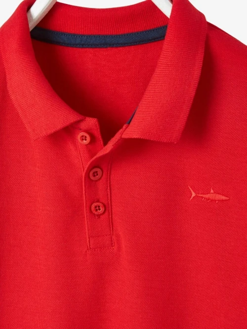 Vertbaudet Polo Manches Courtes Garçon, Broderie Poitrine, Rouge, Produit Original