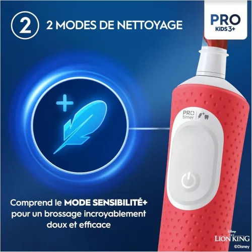 Oral B Brosse à Dents Électrique, Pro Kids Le Roi Lion, Avec 04 Autocollants, Produit d'Origine