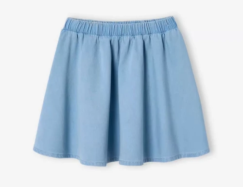 Vertbaudet Ensemble Fille Jean Léger, Blouse à Nouette & Jupe, Bleu Clair, Produit Original