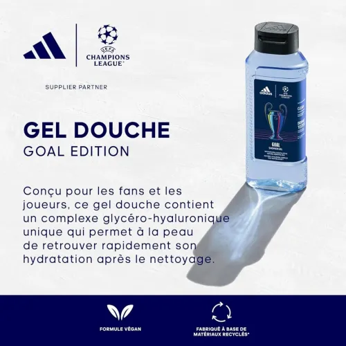 Gel Douche Adidas Goal, Champion League Édition, 250 ml, Produit d'Origine