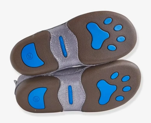 Vertbaudet Chaussons Fille, En Cuir, Gris Clair, Produit Original