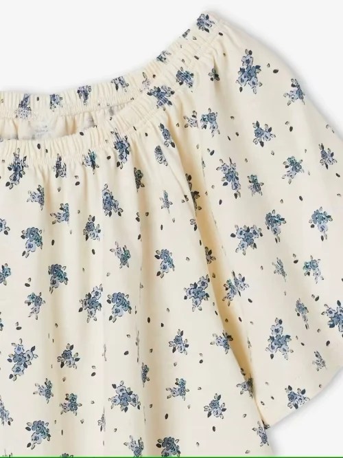 Vertbaudet Tee-shirt Blouse Fille, Manches Papillon, Écru, Produit Original