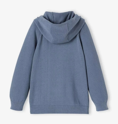 Vertbaudet Gilet à Capuche Manches Point Mousse Garçon, Bleu, Produit Original