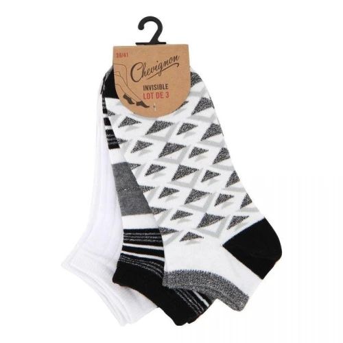 Chevignon Lot de 03 Socquettes Femmes - Fantaisies - Multicolore
