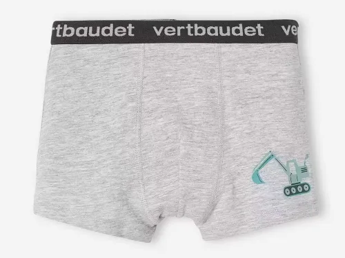 Vertbaudet Pack de 3 Boxers Garçon Stretch, Tractopelle, Bleu, Produit Original
