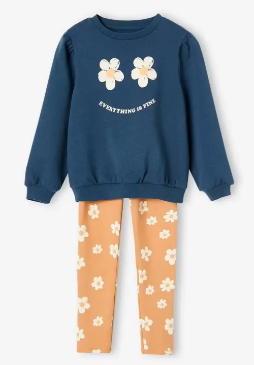 Vertbaudet Ensemble Fille, Sweat & Legging, Imprimé Marine, Produit Original