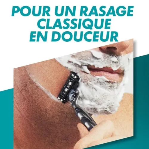Rasoir Homme Gillette Mach3, Manche En Acier Inoxydable + 3 Recharges, Produit d'Origine