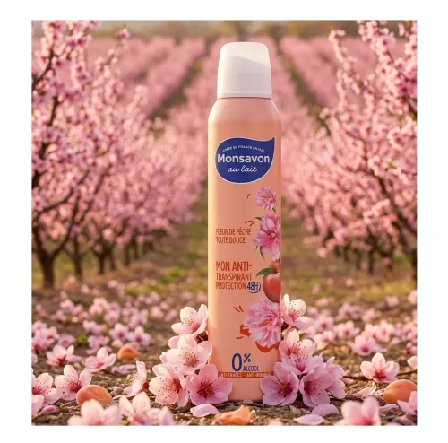 01 Déodorant Femme Mon Savon Au Choix  Fleur de Coton / Fleur de Cerisier / Grenade / Pêche / Fleur de Lotus, 200 ml , Produit d'Origine