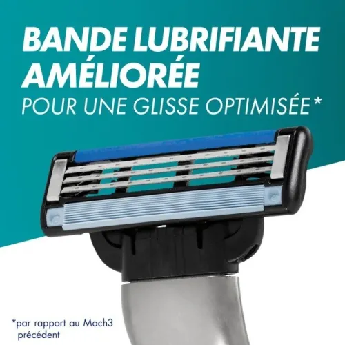 Rasoir Homme Gillette Mach3, Manche En Acier Inoxydable + 3 Recharges, Produit d'Origine