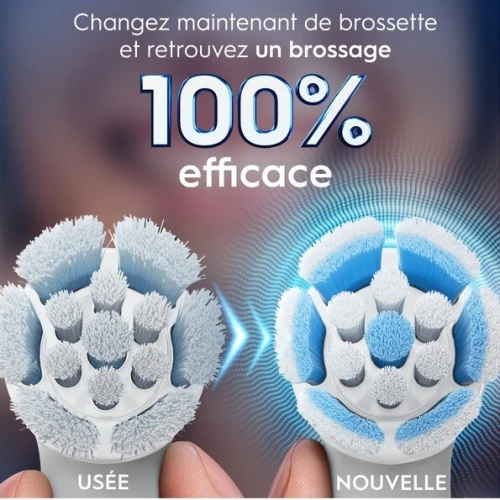Oral B Pack de 02 Recharges Têtes de Brosse à Dents Électrique, IO Gentle Care, Produit d'Origine