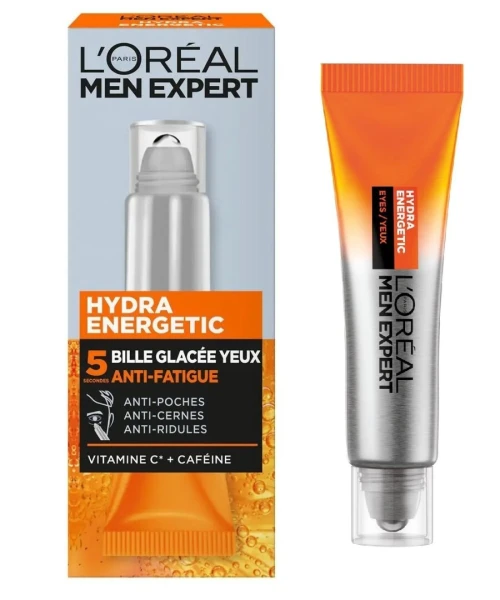 L'Oréal Men Expert, Roll-On Pour Les Yeux , Anti-Cernes & Anti-Poches, Hydra Energetic, Concentré en Vitamine C & Caféine, 10 ml, Produit d'Origine