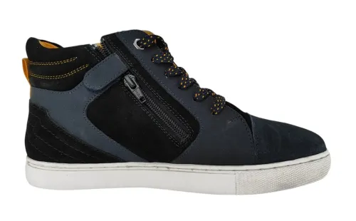Vertbaudet Baskets Montantes Cuir Garçon Adolescent, lacées et Zippées, Marine, Produit Original