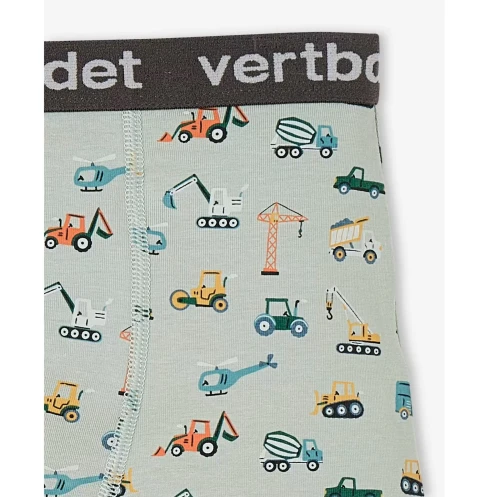 Vertbaudet Pack de 3 Boxers Garçon Stretch, Tractopelle, Bleu, Produit Original