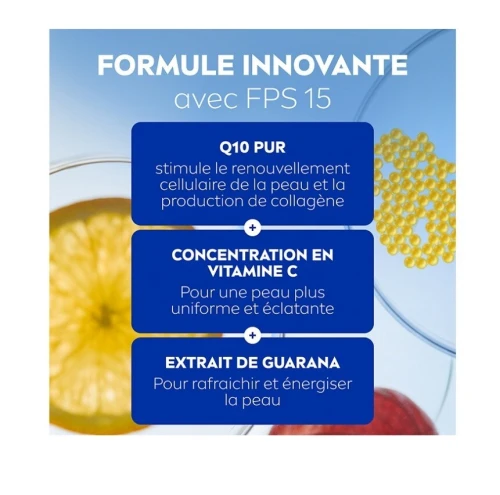 01 Soin Crème Nivea Visage Au Choix de Jour Ou de Nuit, Anti Rides Q10, ENERGY  SPF15, 50 ml, Produit d'Origine