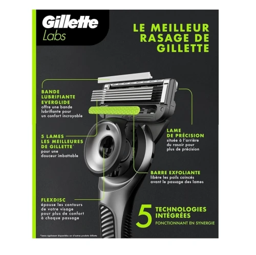 Gillette Labs Rasoir Pour Homme, 5 Lames,  Edition Neon Night - Avec Barre Exfoliante, Produit d'Origine