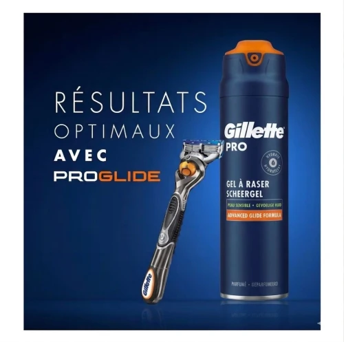 Gillette Pro Gel de Rasage Pour Homme, Rafraîchit La Peau et Hydrate  Les Poils du Visage, Produit Original, 200 ML
