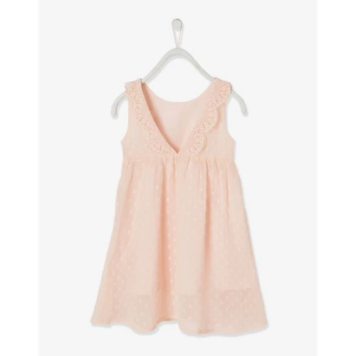 Vertbaudet Robe de Cérémonie Fille - En Plumetis - Rose