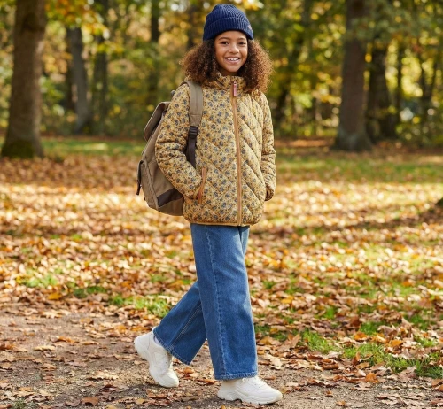 Vertbaudet Doudoune Fille avec Capuche, Petite fleure, Moutarde, Produit Original