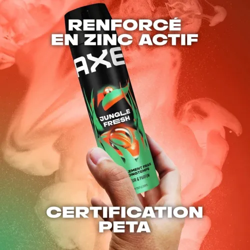 Déodorant Axe Homme Spray, Jungle Fresh, 48h Non-Stop Frais, Parfum Feuilles de Palmier et Ambre, 200ml, Produit d'Origine