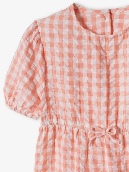Vertbaudet Robe Fille à Volant, Manches Courtes 3/4, Rose, Produit Original