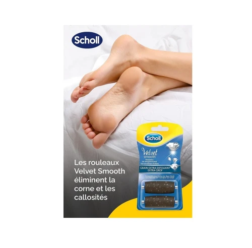 Pack de 02 Rouleaux De Rechange Scholl, Velvet Smooth, Grain Extra Exfoliant Aux Cristaux De Diamant, Produit d'Origine