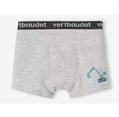 Vertbaudet Pack de 3 Boxers Garçon Stretch, Tractopelle, Bleu, Produit Original