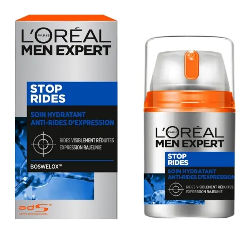 L'Oréal Men Expert - Soin Hydratant Visage Anti-Âge & Anti-Rides d'Expression pour Homme, Tous Types de Peaux, 50 ml, Produit d'Origine
