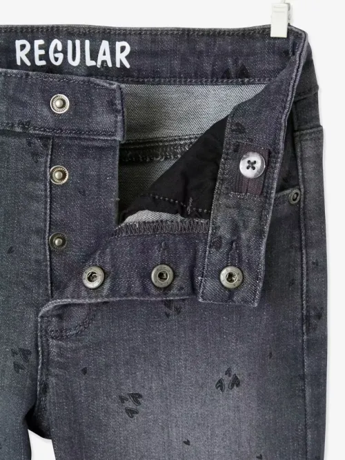 Vertbaudet Jean Fille, Droit Effet Usés, Gris, Produit Original