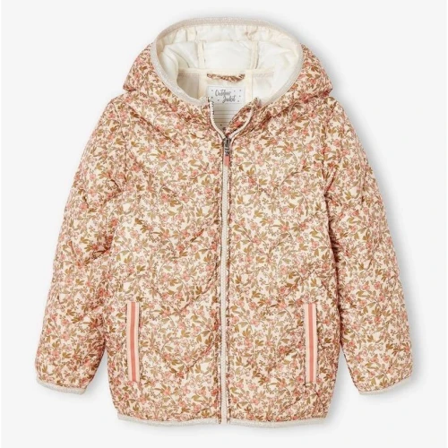 Vertbaudet Doudoune Fille avec Capuche &ndash; Petite fleure &ndash; Rose