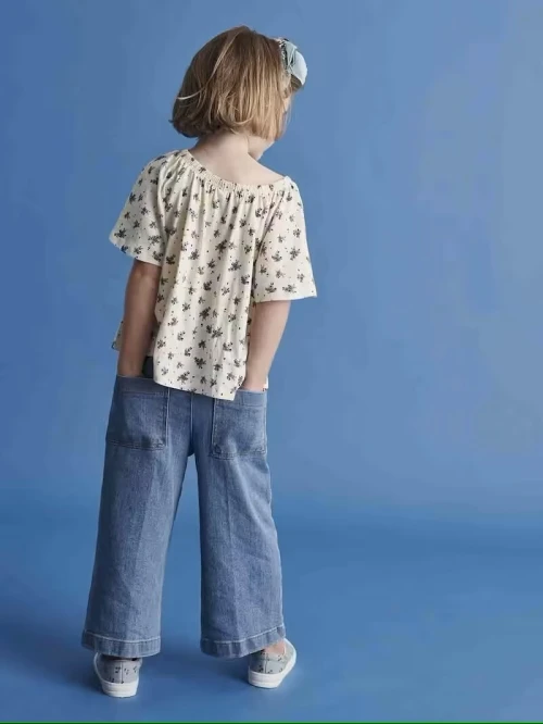 Vertbaudet Tee-shirt Blouse Fille, Manches Papillon, Écru, Produit Original