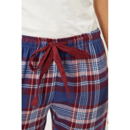 Women Secret Bas de pyjama Femme - Bleu et Bordeaux