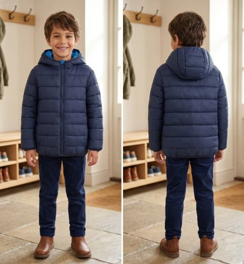 Vertbaudet Doudoune Garçon, 2 en 1 Double Face Réversible, Colorblock, Bleu, Produit Original