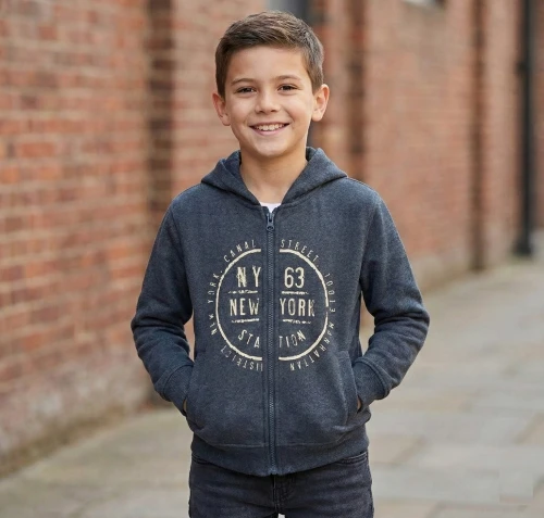 Vertbaudet Sweat zippé à capuche Garçon, Motif Graphique, Marine Chine, Produit Original