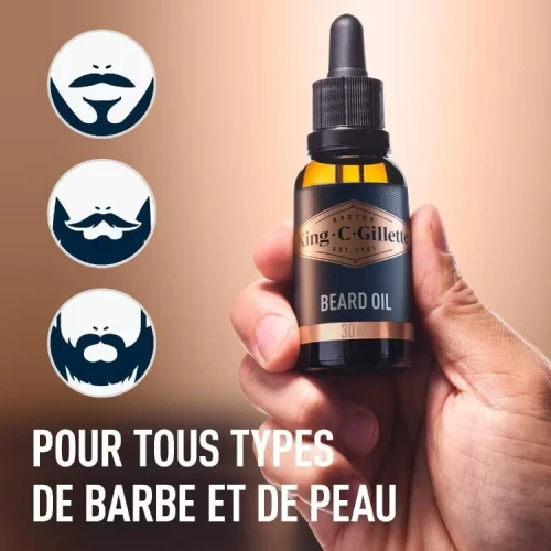 Gillette Huile À Barbe Hydratante-King C, Produit Original , 30 ml