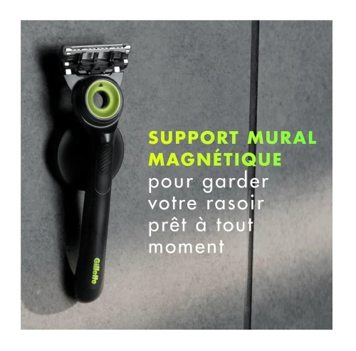 Gillette Labs Rasoir Pour Homme, 5 Lames, New Technologie Edition - Avec Barre Exfoliante & Support Mural Magnétique, Produit d'Origine