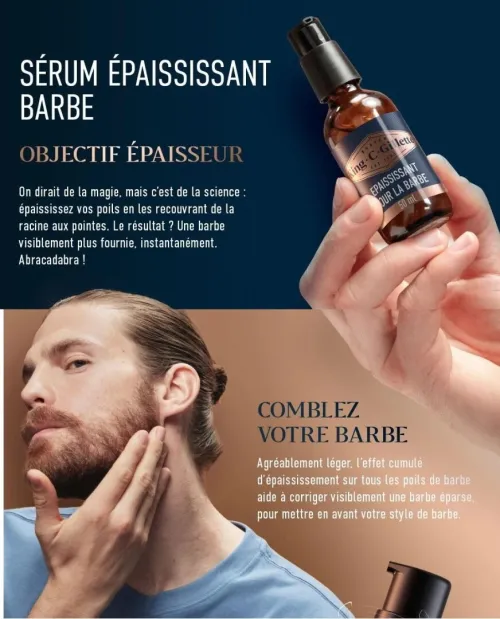 Sérum Épaississant Barbe King . C . Gillette, Avec Complexe De Vitamine B et Caféine- Produit Original, 50 ml