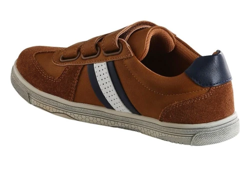 Vertbaudet Baskets Cuir Garçon, Tennis Sneakers Scratchées,  Marron, Produit Original