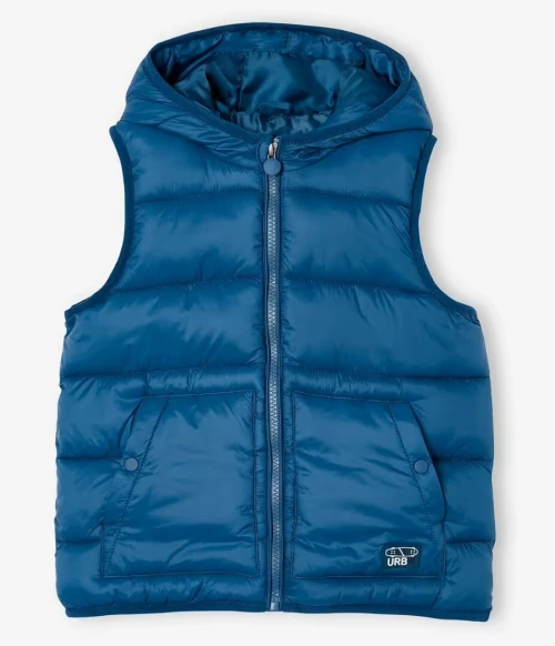 Vertbaudet Doudoune Garçon, Sans Manches Avec Capuche, Bleu Canard, Produit Original