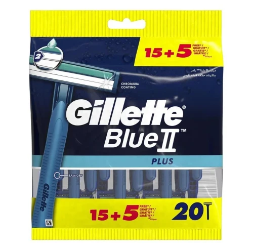 Pack de 20 Rasoirs Gillette Blue II Plus Jetables Homme, Produit d'Origine
