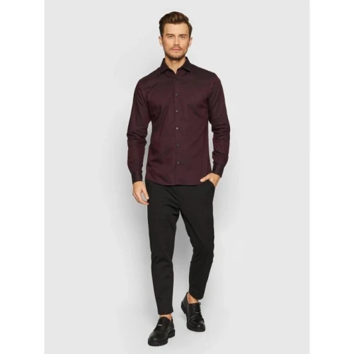 C And A Chemise Homme Manches longues - Slim Fit - Violet