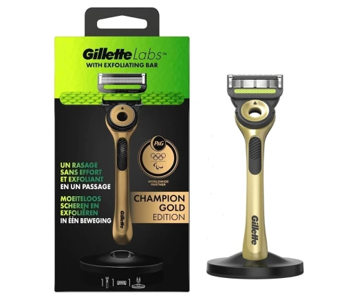 Gillette Labs Rasoir pour Homme à 5 Lames, Gold Edition, Barre Exfoliante, Produit d'Origine