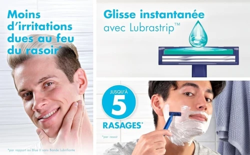 Pack de 20 Rasoirs Gillette Blue II Plus Jetables Homme, Produit d'Origine