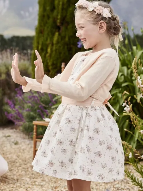 Vertbaudet, Robe de Cérémonie Fille, Motifs Fleurs, Rose Imprimé, Produit Original