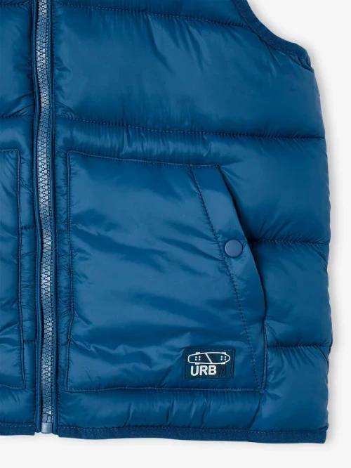 Vertbaudet Doudoune Garçon, Sans Manches Avec Capuche, Bleu Canard, Produit Original