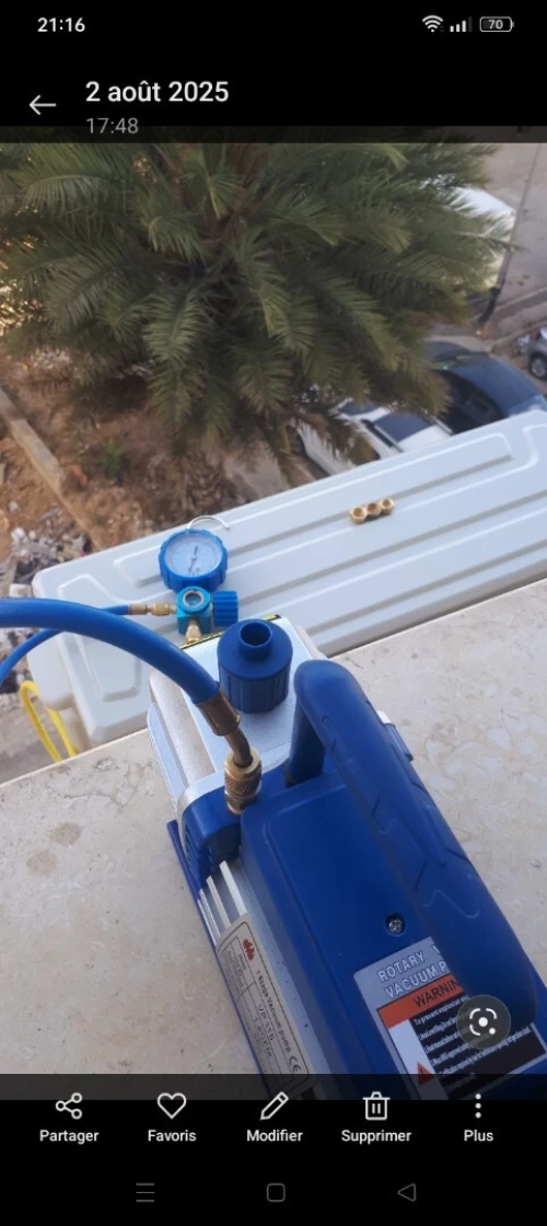 Installation climatiseur et tirage de vide