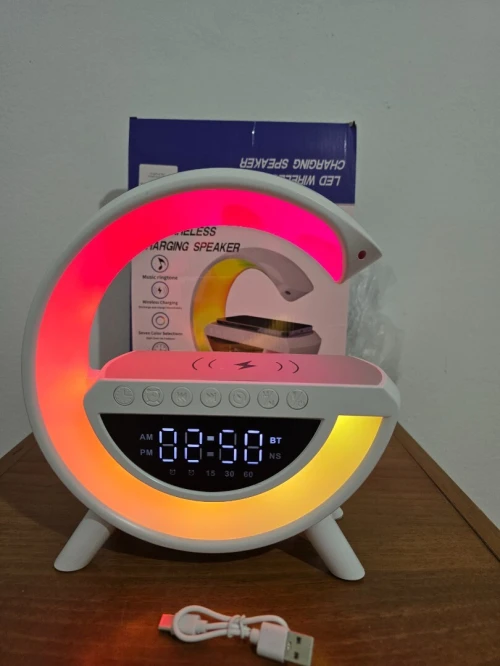 Enceinte G-Smart 4-en-1 : Chargeur Induction + Lampe LED + Réveil