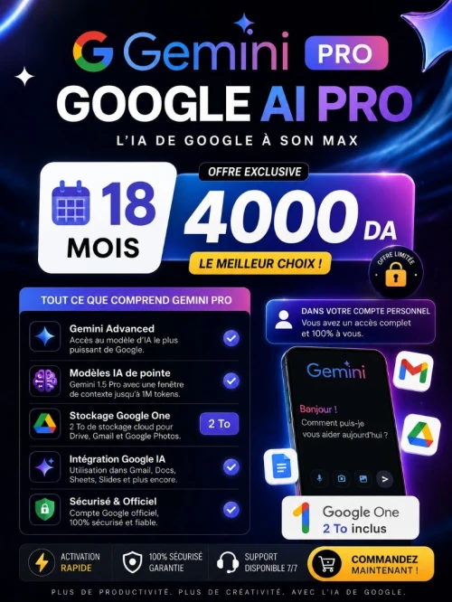 PROMO GEMINI PRO 18 MOIS (Compte personnel) Avec garantie